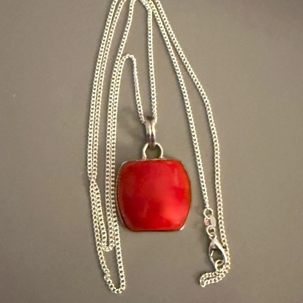 Chic Southwestern Jasper Sterling Silver Pendant w/ Sterling Plate Chain